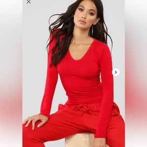 Fashion Nova Red Your Everyday Long Sleeve Tee. Size 2X